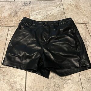Black Leather Men's Shorts